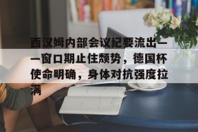 关于西汉姆内部会议纪要流出——窗口期止住颓势，德国杯使命明确，身体对抗强度拉满的信息-9Games